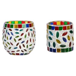 AFAST Multicolour Table Top Glass Tea Light Holder - Pack of 2