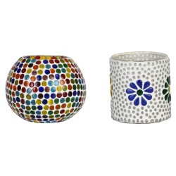 AFAST Multicolour Table Top Glass Tea Light Holder - Pack of 2