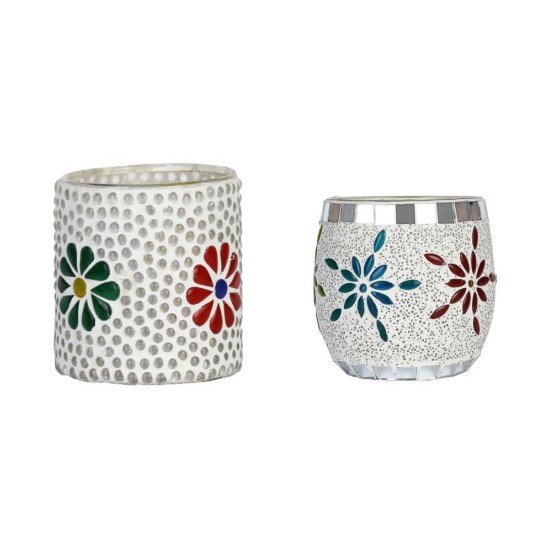 AFAST Multicolour Table Top Glass Tea Light Holder - Pack of 2