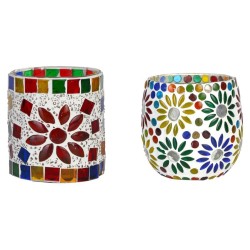 AFAST Multicolour Table Top Glass Tea Light Holder - Pack of 2