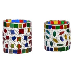 AFAST Multicolour Table Top Glass Tea Light Holder - Pack of 2