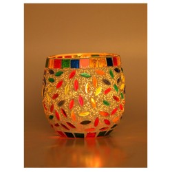 AFAST Multicolour Table Top Glass Tea Light Holder - Pack of 3