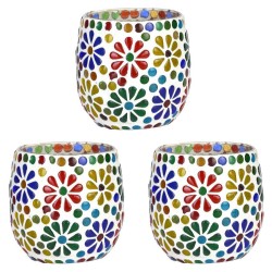 AFAST Multicolour Table Top Glass Tea Light Holder - Pack of 3