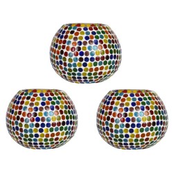 AFAST Multicolour Table Top Glass Tea Light Holder - Pack of 3