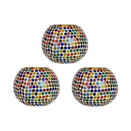 AFAST Multicolour Table Top Glass Tea Light Holder - Pack of 3