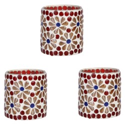 AFAST Multicolour Table Top Glass Tea Light Holder - Pack of 3