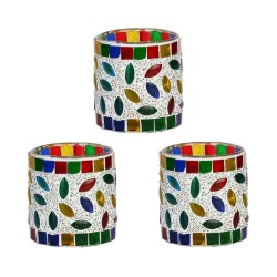 AFAST Multicolour Table Top Glass Tea Light Holder - Pack of 3