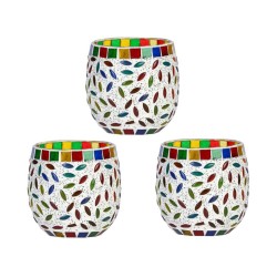 AFAST Multicolour Table Top Glass Tea Light Holder - Pack of 3