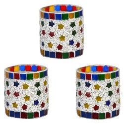 AFAST Multicolour Table Top Glass Tea Light Holder - Pack of 3