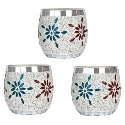 AFAST Multicolour Table Top Glass Tea Light Holder - Pack of 3