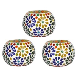 AFAST Multicolour Table Top Glass Tea Light Holder - Pack of 3