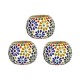 AFAST Multicolour Table Top Glass Tea Light Holder - Pack of 3