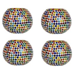 AFAST Multicolour Table Top Glass Tea Light Holder - Pack of 4