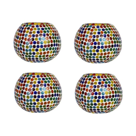 AFAST Multicolour Table Top Glass Tea Light Holder - Pack of 4