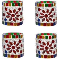 AFAST Multicolour Table Top Glass Tea Light Holder - Pack of 4