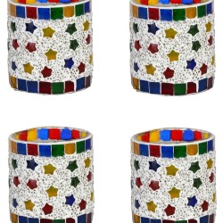 AFAST Multicolour Table Top Glass Tea Light Holder - Pack of 4