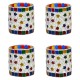 AFAST Multicolour Table Top Glass Tea Light Holder - Pack of 4