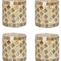 AFAST Multicolour Table Top Glass Tea Light Holder - Pack of 4