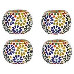 AFAST Multicolour Table Top Glass Tea Light Holder - Pack of 4