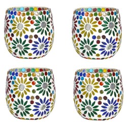 AFAST Multicolour Table Top Glass Tea Light Holder - Pack of 4