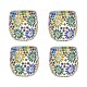 AFAST Multicolour Table Top Glass Tea Light Holder - Pack of 4