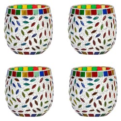 AFAST Multicolour Table Top Glass Tea Light Holder - Pack of 4