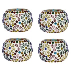 AFAST Multicolour Table Top Glass Tea Light Holder - Pack of 4