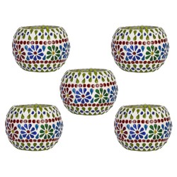 AFAST Multicolour Table Top Glass Tea Light Holder - Pack of 5