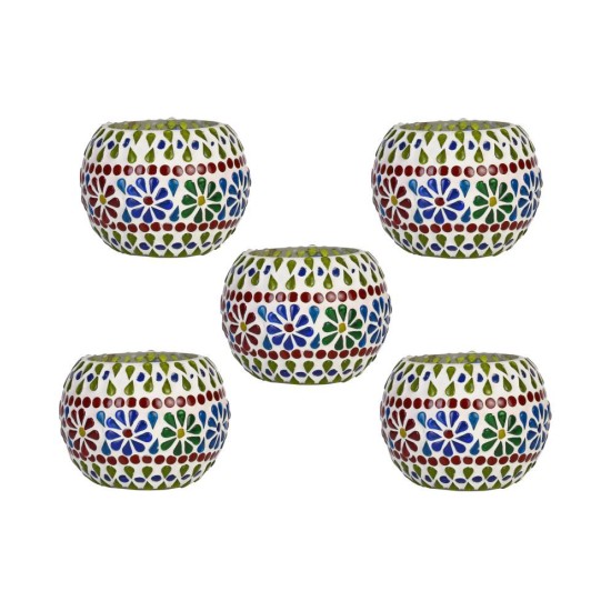 AFAST Multicolour Table Top Glass Tea Light Holder - Pack of 5