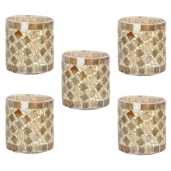AFAST Multicolour Table Top Glass Tea Light Holder - Pack of 5