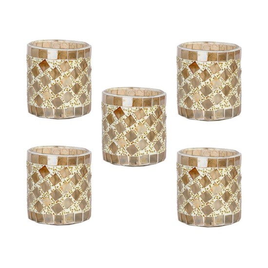 AFAST Multicolour Table Top Glass Tea Light Holder - Pack of 5