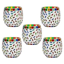 AFAST Multicolour Table Top Glass Tea Light Holder - Pack of 5