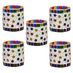 AFAST Multicolour Table Top Glass Tea Light Holder - Pack of 5