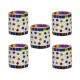 AFAST Multicolour Table Top Glass Tea Light Holder - Pack of 5