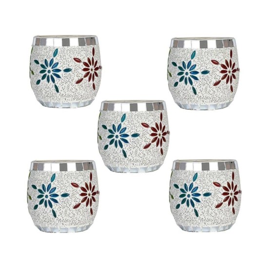 AFAST Multicolour Table Top Glass Tea Light Holder - Pack of 5