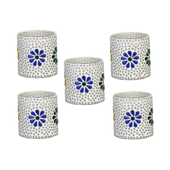 AFAST Multicolour Table Top Glass Tea Light Holder - Pack of 5 AFAST Multicolour Table Top Glass Tea Light Holder - Pack of 5