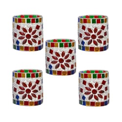 AFAST Multicolour Table Top Glass Tea Light Holder - Pack of 5