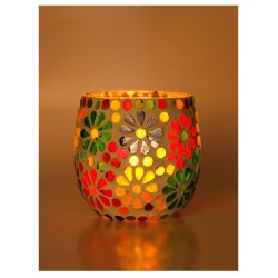 AFAST Multicolour Table Top Glass Tea Light Holder - Pack of 6
