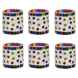 AFAST Multicolour Table Top Glass Tea Light Holder - Pack of 6