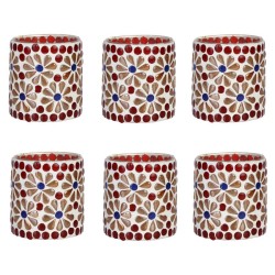 AFAST Multicolour Table Top Glass Tea Light Holder - Pack of 6