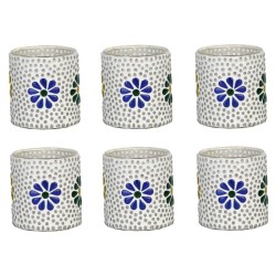 AFAST Multicolour Table Top Glass Tea Light Holder - Pack of 6