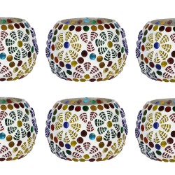 AFAST Multicolour Table Top Glass Tea Light Holder - Pack of 6