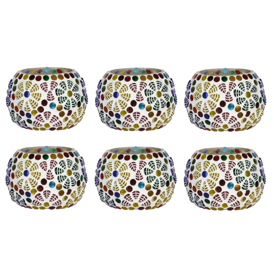 AFAST Multicolour Table Top Glass Tea Light Holder - Pack of 6 AFAST Multicolour Table Top Glass Tea Light Holder - Pack of 6