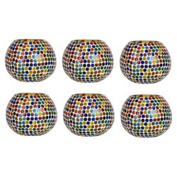 AFAST Multicolour Table Top Glass Tea Light Holder - Pack of 6