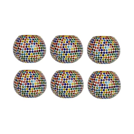 AFAST Multicolour Table Top Glass Tea Light Holder - Pack of 6