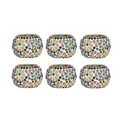 AFAST Multicolour Table Top Glass Tea Light Holder - Pack of 6