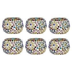 AFAST Multicolour Table Top Glass Tea Light Holder - Pack of 6