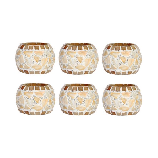 AFAST Multicolour Table Top Glass Tea Light Holder - Pack of 6