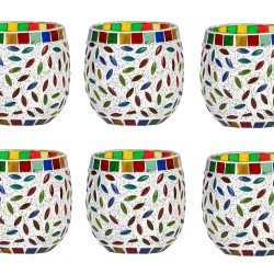 AFAST Multicolour Table Top Glass Tea Light Holder - Pack of 6