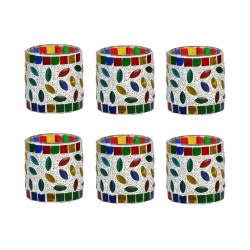 AFAST Multicolour Table Top Glass Tea Light Holder - Pack of 6